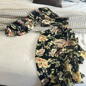 Beautiful ASOS DESIGN one shoulder asymmetric ruffle Satin midi dress